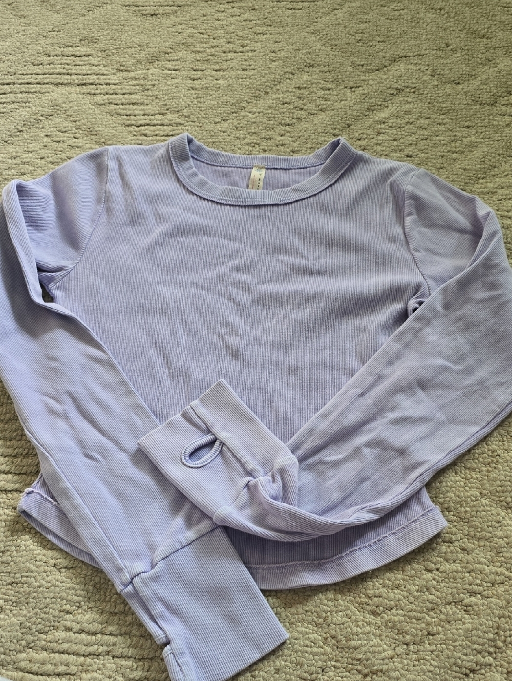 FP Movement by Free People Lavender Ribbed Long-Sleeve Top